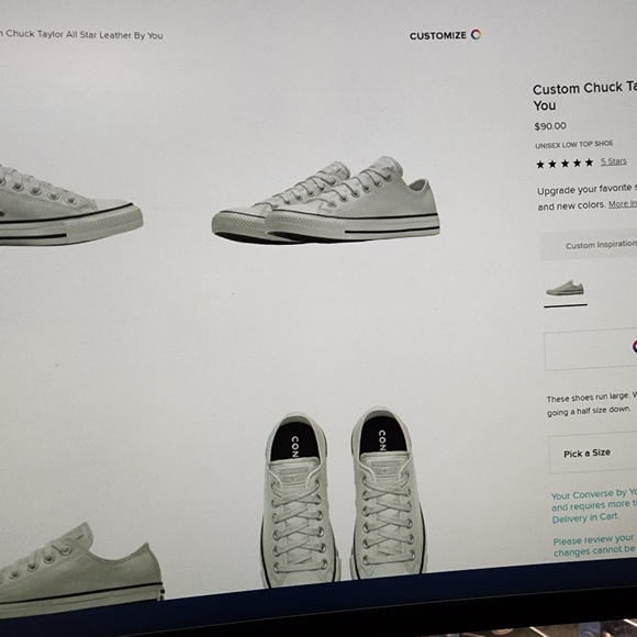 ***SOLD***Custom Leather Womens Converse Sneakers - Picture 4 of 4